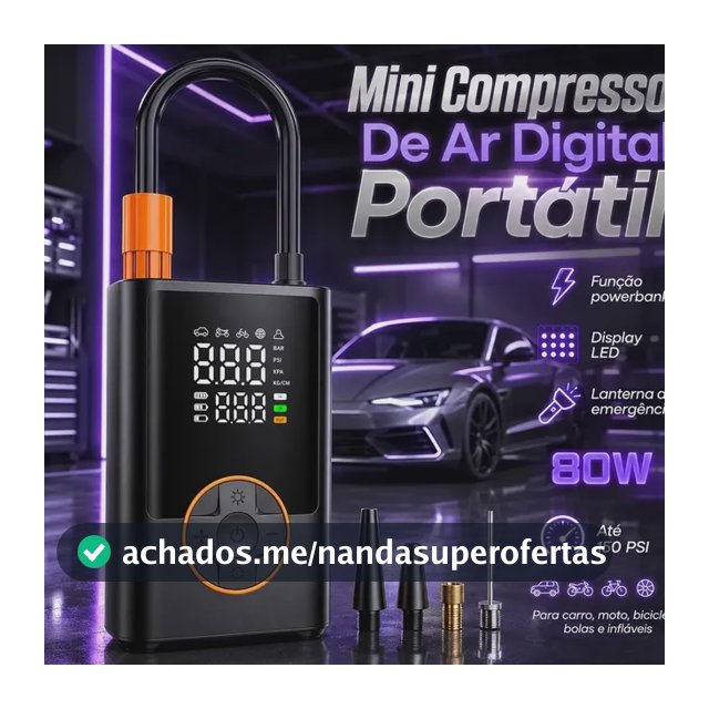 Compressor De Ar Portátil Blackone 4000mah USB-C Digital Carro Moto