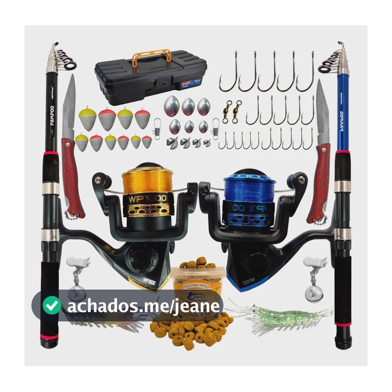 Kit De Pesca Duplo Vara + Molinete E Acessorios C Jaú Pesca