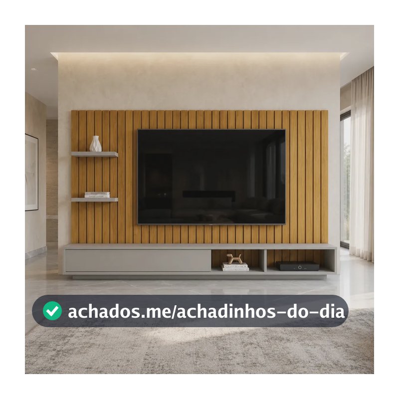 Painel Suspenso Friz DJ Móveis Para TV de 60" Com 1 Porta de Correr e 4 Nichos – Cedro/Bali