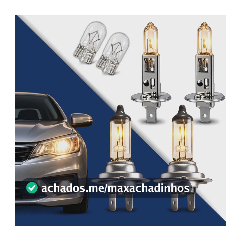 Kit 6 Lampada Farol Alto Baixo Lanterna Foco Duplo H1 H7 T10