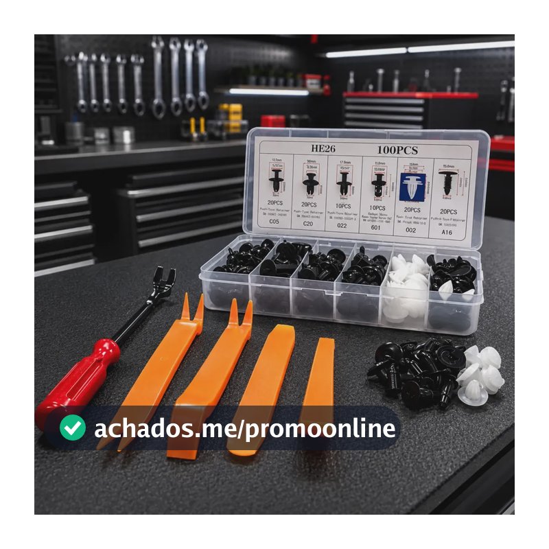 Kit 100 Presilhas Grampo Automotivos Para-choque Universal