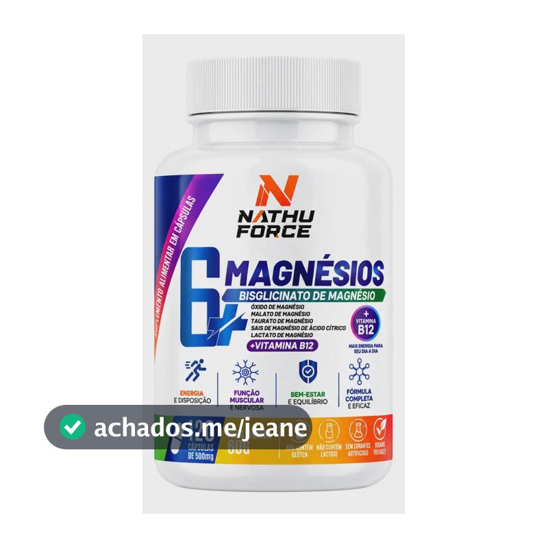 6 Magnésios +b12 Metilcobalamina 120 Capsúlas Nathu Force Vitalidade e Longevidade Bem Estar