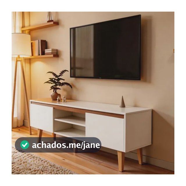 Rack Tv 55 polegadas Estante Sala Nicho Madeira Moderno Branco