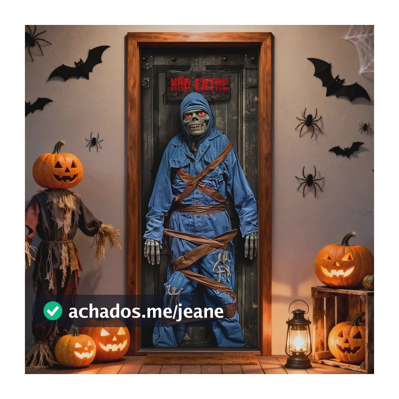 Capa de Porta Halloween Caveira Terror Casa e Decoração Capa Para Porta Decorativa Em Tecido Com Elástico
