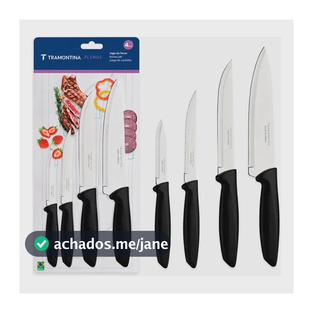 Jogo Facas Tramontina Kit Conjunto Faca Cozinha Churrasco 4p