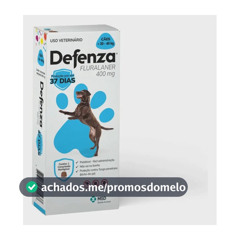 Defenza Antipulgas E Carrapatos Msd Cães 20 A 40 Kg Cor Azul