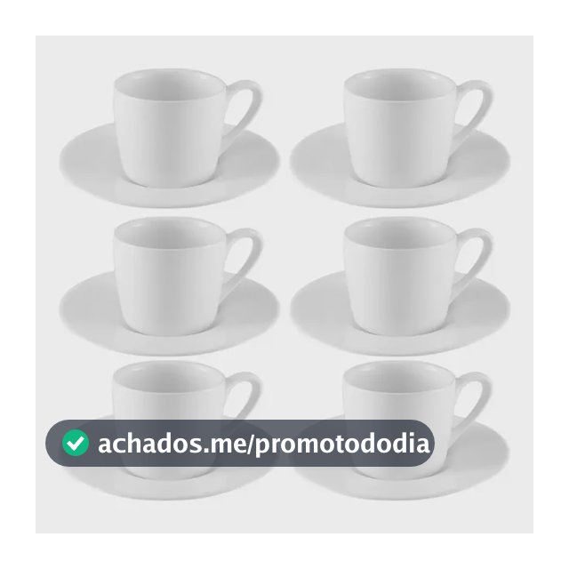 Jogo Xícaras Café Com Pires Porcelana Branca 12 Peças