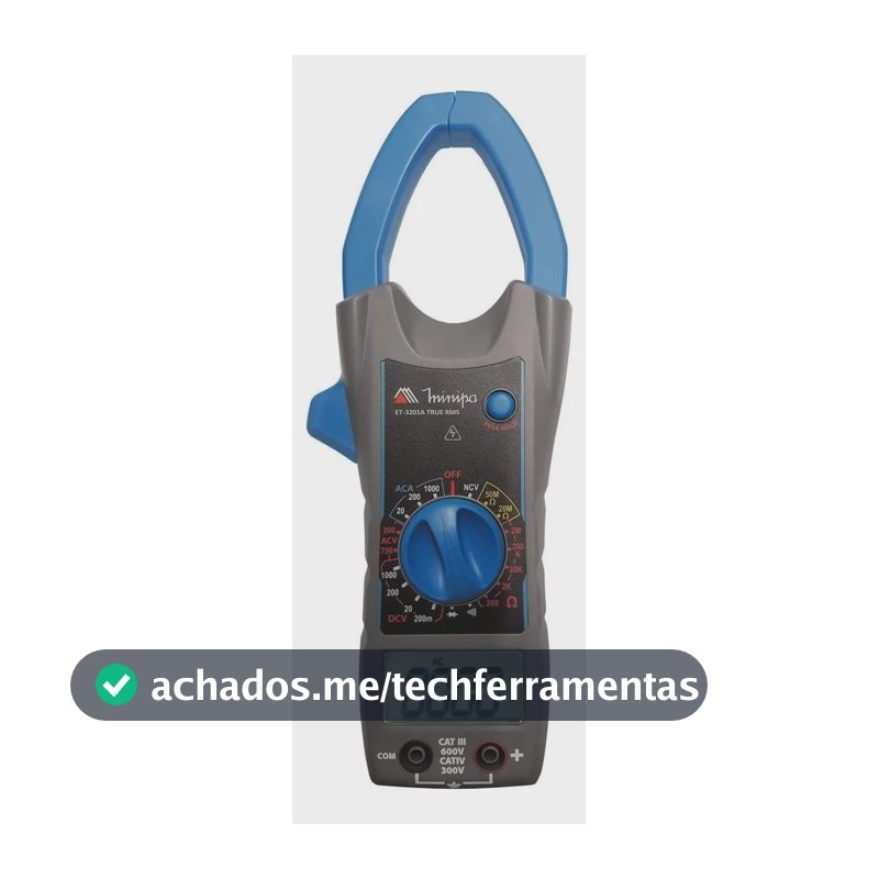 Alicate Amperímetro Digital Minipa ET-3201A True RMS 1000A