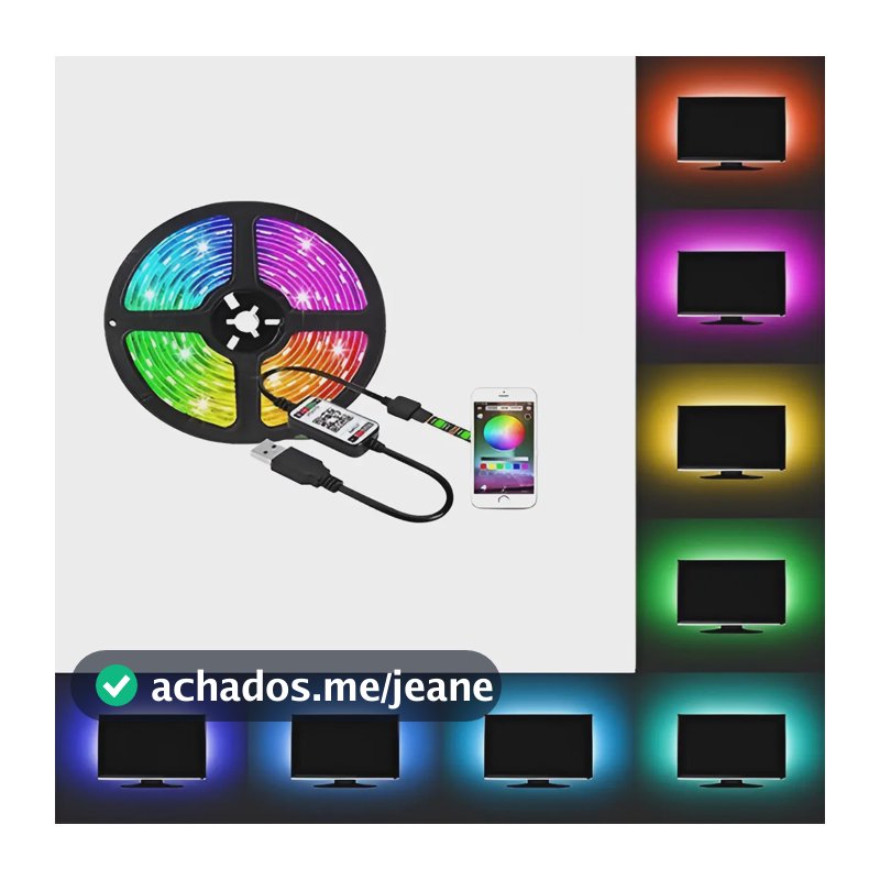 Fita Led Inteligente 5050 Rgb 3m 5v Usb Bluetooth Para Tv Pc Rgb 5v