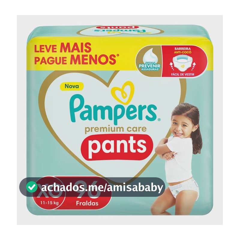 Fralda Pampers Premium Care Pants Tamanho XG 96 Unidades