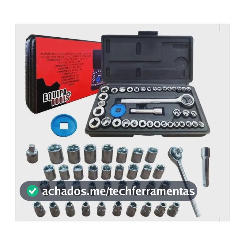 Kit Jogo Soquete Com Catraca Reversível 40 Peças E Maleta