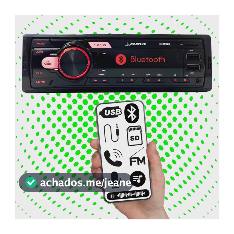 Rádio FM Automotivo Bluetooth USB SD FM 25W