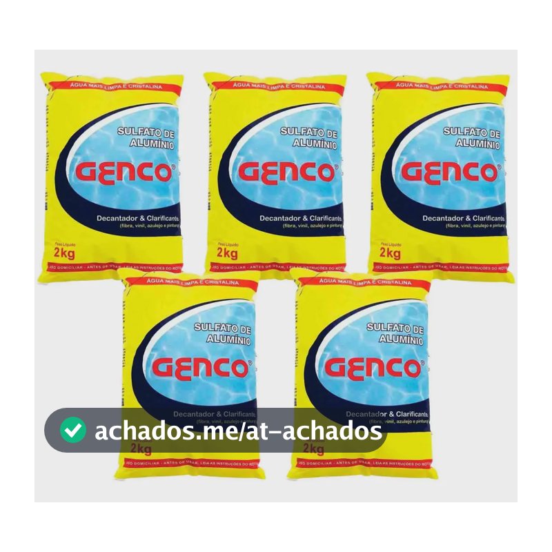 Kit 5 Sulfato Aluminio Decantador E Clarificante Genco 2kg
