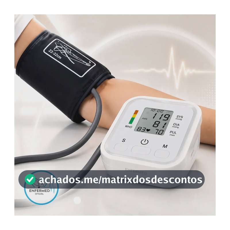 Medidor De Pressão Aparelho Portátil Automático Com Voz Uso Doméstico Enfermed Oficial