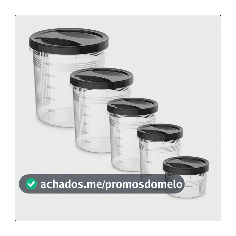Kit 5 Potes Para Mantimentos Alimentos Plástico Com Tampa Transparente