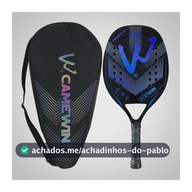 Raquete Beach Tennis Cwin Fibra Carbono 3k Profissional Azul Azul