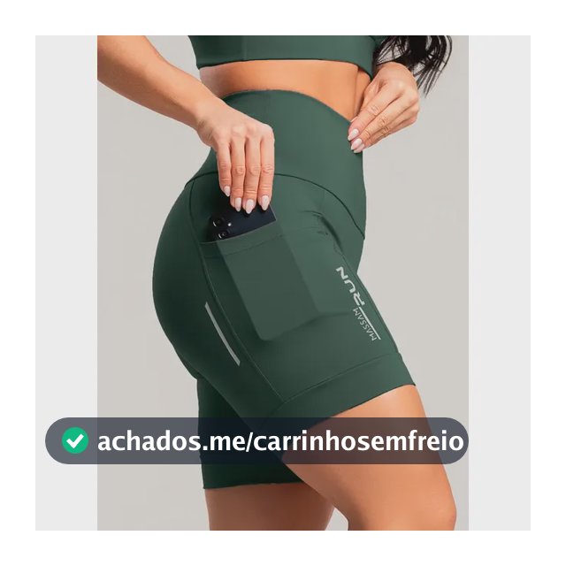 Bermuda Feminina Poliamida Run Verde Cintura Alta Massam Fit