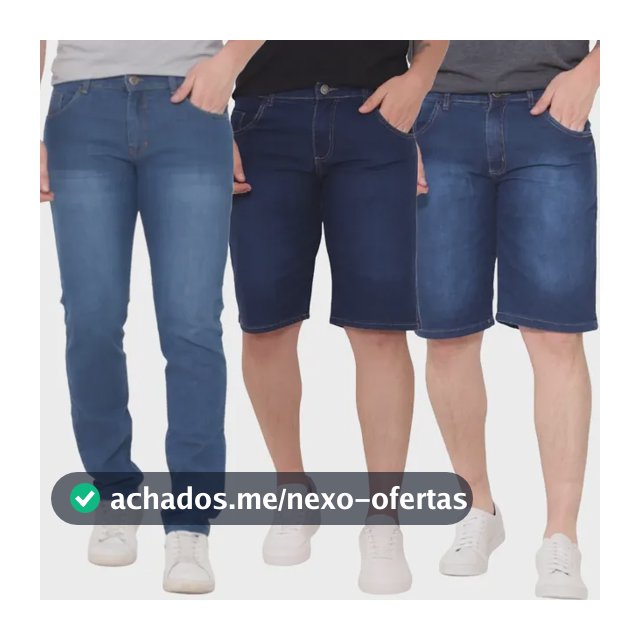 Kit 2 Bermudas 1 Calça Jeans Skinny Lycra Masculina Premium
