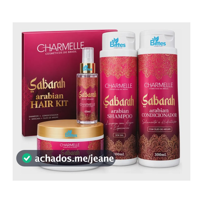 Kit Capilar Sabarah Arabe Charmelle Cosmeticos Mais Body