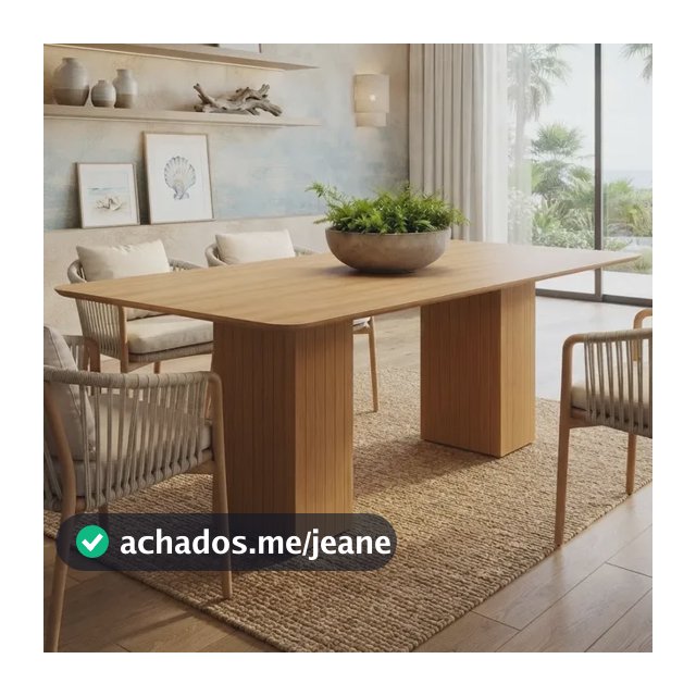 Mesa De Jantar Retangular 6 Lugares 160 X 90 - Base Ripada Marrom-claro