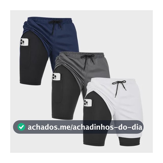 Kit 3 Bermuda 2 Em 1 Short Duplo Academia Corrida Térmico Uv