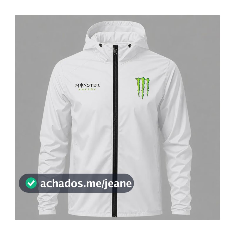 Jaqueta Corta Vento Monster Unissex Com Capuz Casaco Branco G