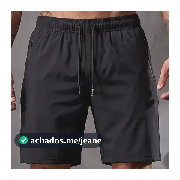 Short Masculino Bermuda Esportiva Slim Fit Secagem Rápida Preto G
