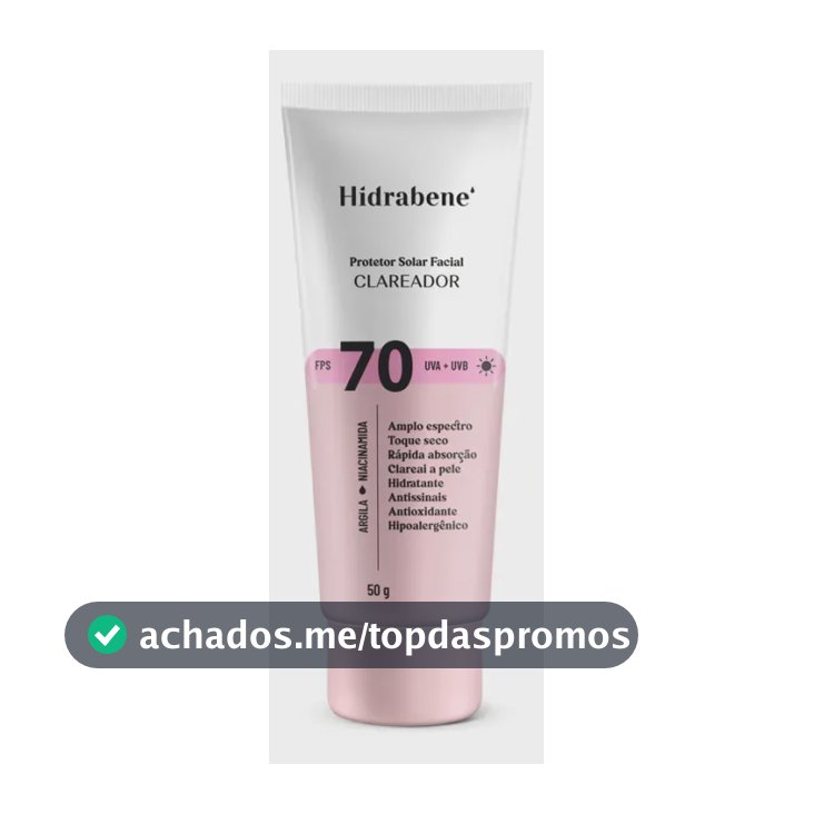 Hidrabene Protetor facial Solar FPS 70 Toque Seco Antissinais Clareia a pele 50g