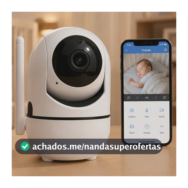 Câmera Baba Eletrônica Wifi Sem Fio Visão Noturna Audio 360 Branco