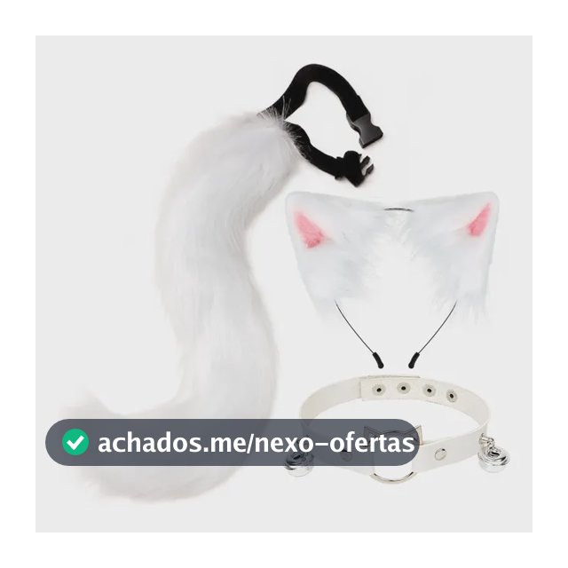 Gargantilha Com Orelhas De Gato E Cauda De Raposa Branco Neve Generica