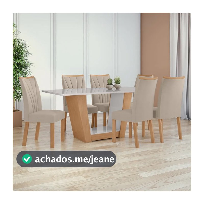 Mesa 1,70 Apogeu E 6 Cad..apogeu Vel. Nat. Creme Amen/off Creme / Natural