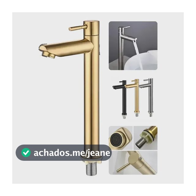 Torneira para Banheiro Dami DM1130 de Bancada, com Acabamento Fosco Dourado