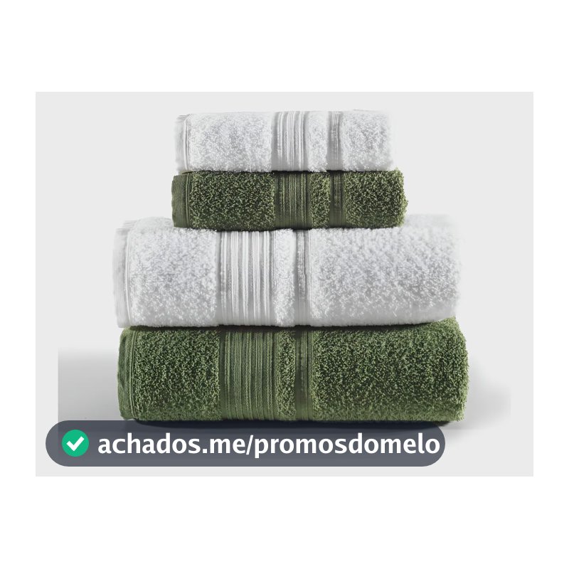 Jogo De Toalhas Tóquio Banho 4 Peças Branco E Verde Deep Olive Lisa Altenburg