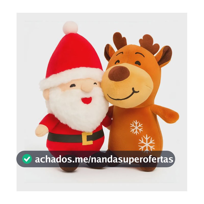 Kit Pelúcias Natalinas Papai Noel E Rena 20 Cm  Kit 2 Un