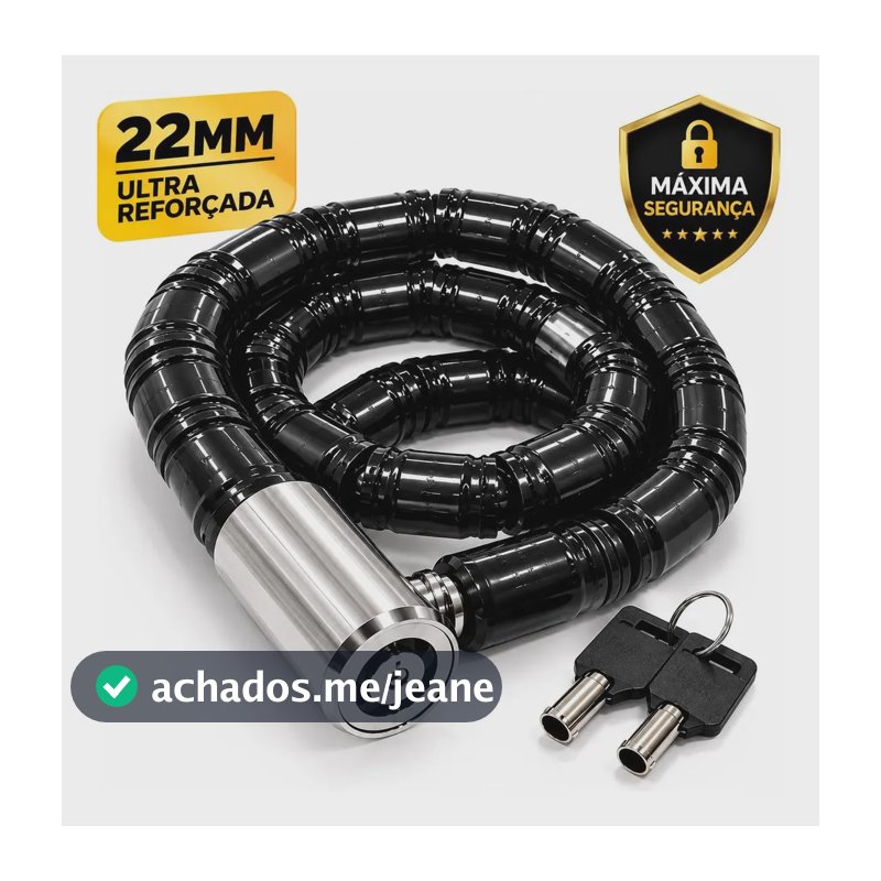 Cadeado Corrente Antifurto para Moto e Portão de Aço Reforçado com Chave Tubular de 1 Metro