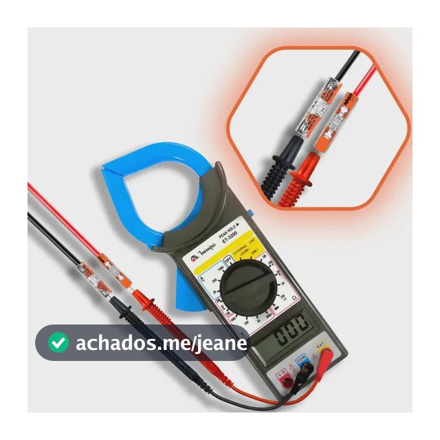Alicate Amperímetro Digital Minipa ET-3200 1000A AC/DC Peak Hold com dois conectores 221-2411