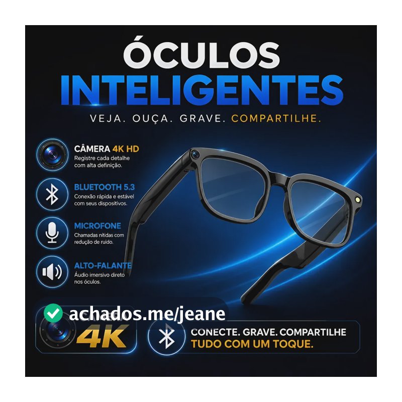 Óculos Inteligente Câmera 4k Hd Vídeo Foto Bluetooth Aúdio Lente Transparente Transitions