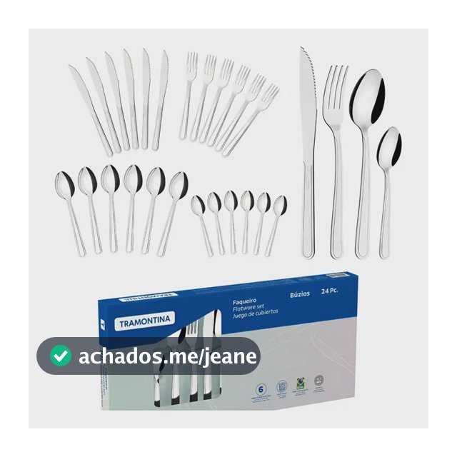 Jogo Talheres Faqueiro Inox 24 Peças Luxo Búzios Tramontina Inox