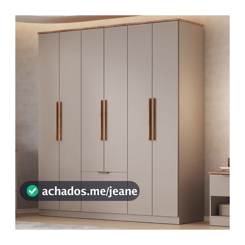 Guarda Roupa Casal Cararro Milan 6 Portas 2 Gavetas Avelã
