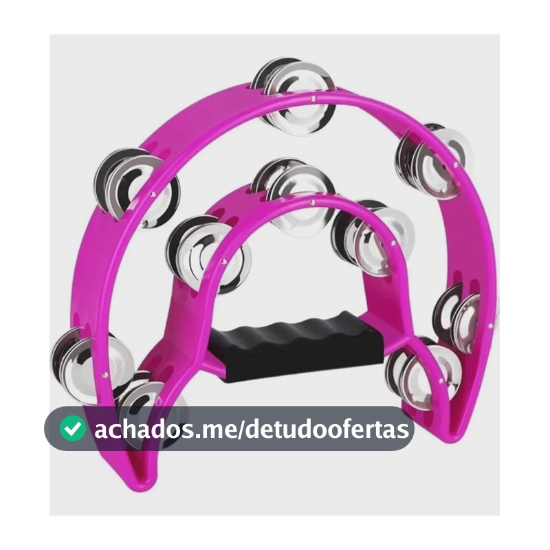 Pandeiro Rosa-chiclete Liso Ts Diversos Duplo Premium 10 Chocalha - 25cm X 5cm X 22cm De 100g