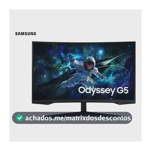 Monitor Gamer Samsung Odyssey G5, 32 ,qhd, 165hz,1ms,hdmi,dp Preto