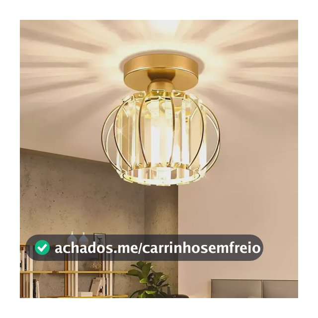 Luminária Plafon Sobrepor Led Moderna Crystal Dourado 6000k
