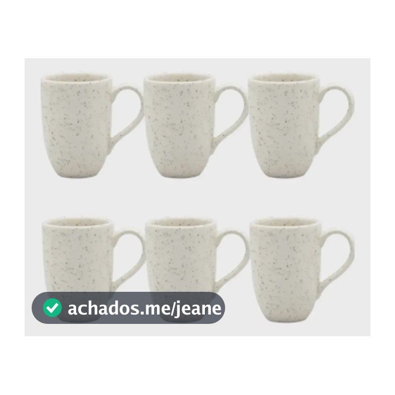 Kit 6 Canecas Flat Chuvisco 350ml - Oxford Preto E Branca Pintas Pretas