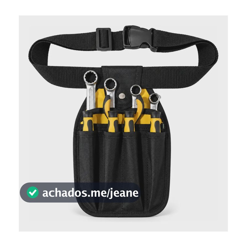 Cinto Pochete Porta Ferramentas Lona 7 Bolsos Divisões Eletricista