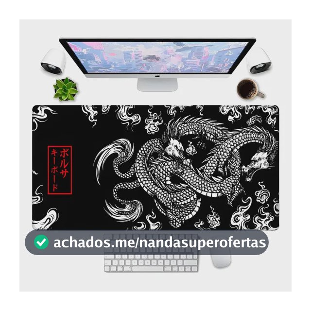 Mouse Pad Dragão Negro 60x30cm Chinês Japonês Premium Grande Dragão Oriental 60x30 | 1856 Dragão Oriental