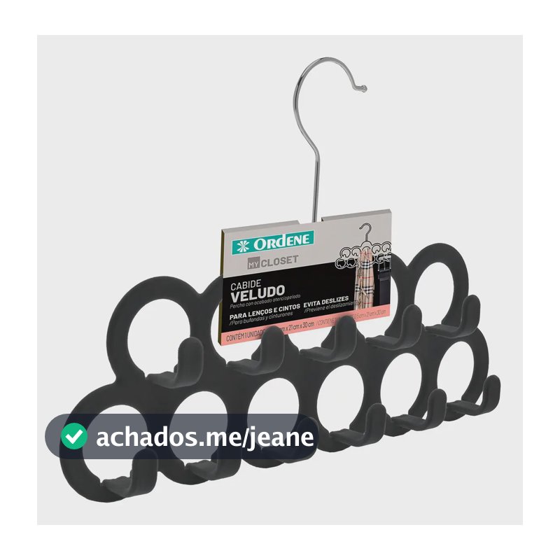 Cabide De Veludo Para Acessórios Cinto Lenços Premium Ordene