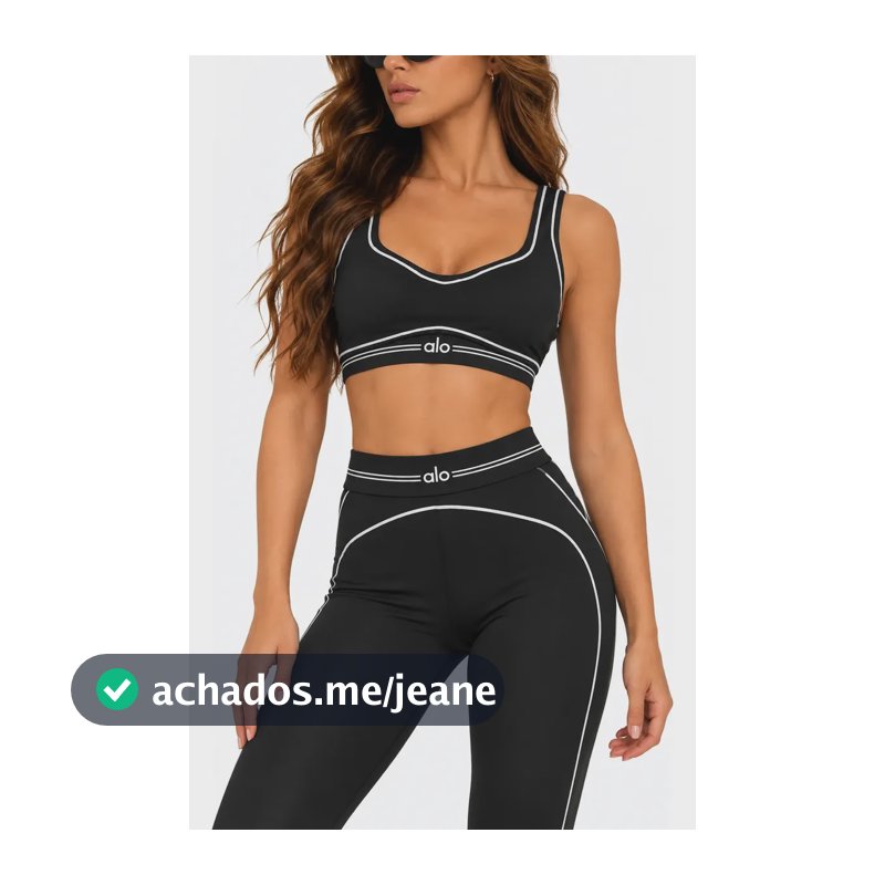 Conjunto Feminina Top Mais Calça Legging Alo Academia Preto P/m