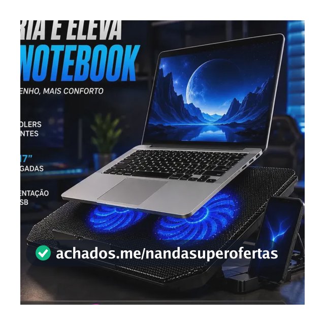 Suporte Base Notebook com Cooler RGB e 2 Ventoinhas para Até 17" da Megalodonte