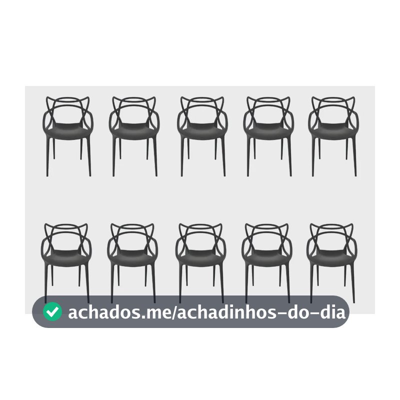 Kit 10 Cadeiras Allegra Pretas Empilháveis Plástico Polipropileno