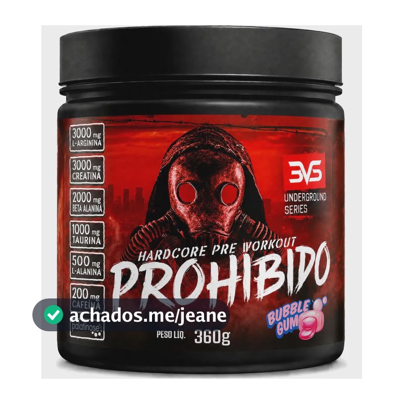 Prohibido Pré Treino 360g - Sabor Bubble Gum - A Combinação Perfeita De 8 Ingredientes Que Proporcionam Energia Do Início Ao Fim Do Seu Treino